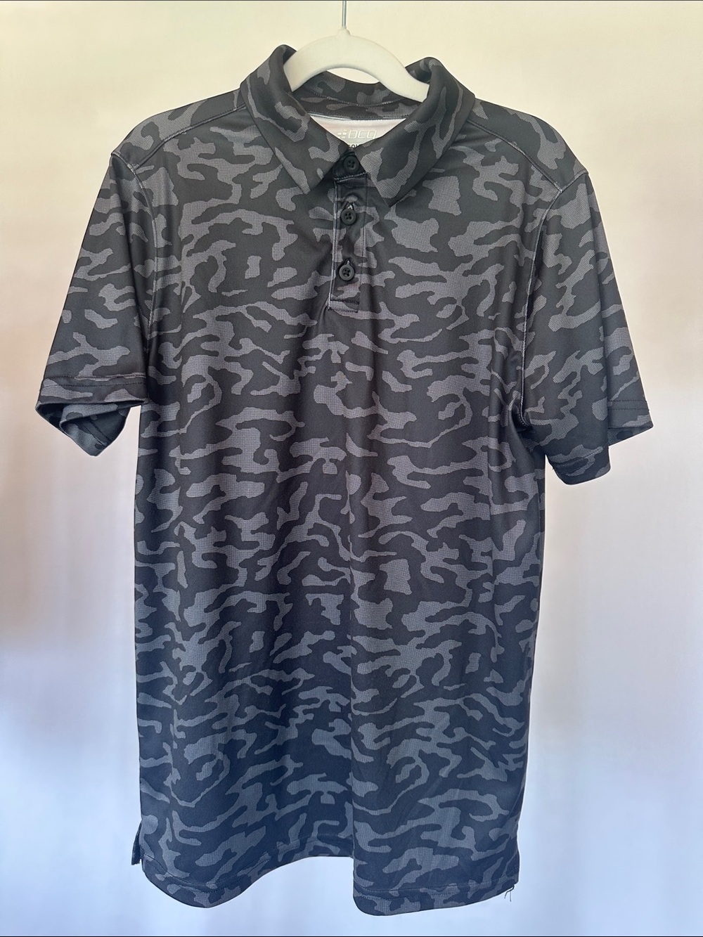 bcg Golf Polo in Light Gray and Black Print boys L (14-16)